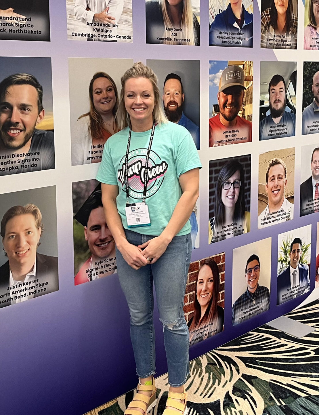Alex Lund, The Sticker Lady Standing at Sign Show